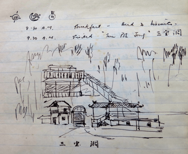 Sketch of limestone cave “San Bao Dong” in Ipoh in (溶洞素描 “三宝洞” 怡保), 1961